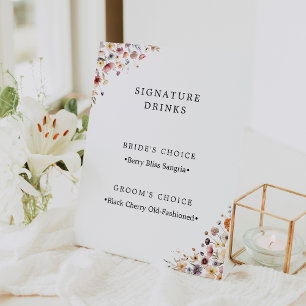 カラフルフローラ結婚の飲み物 台座サイン