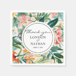 カラフルフローラ結婚の スタンダードカクテルナプキン