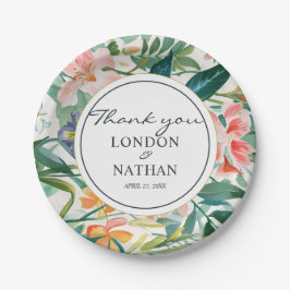カラフルフローラ結婚の ペーパープレート