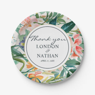 カラフルフローラ結婚の ペーパープレート