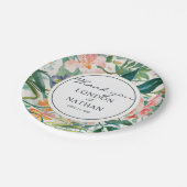 カラフルフローラ結婚の ペーパープレート (アングル)