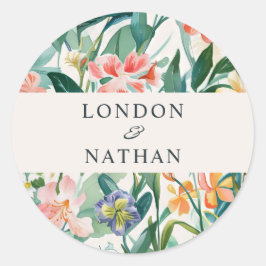 カラフルフローラ結婚の ラウンドシール