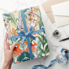 カラフルフローラ結婚の ラッピングペーパー
