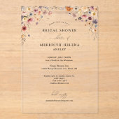 カラフルフローラ結婚ブライダルシャワー アクリル招待状 (正面)