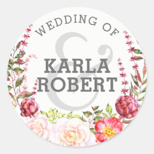 カラフルフローラ結婚リースデザイン ラウンドシール