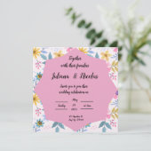 カラフルフローラ結婚式招待状パターン 招待状 (スタンド正面)