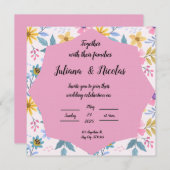 カラフルフローラ結婚式招待状パターン 招待状 (正面/裏面)