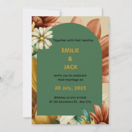 カラフルフローラ結婚式招待状ポートレート 招待状