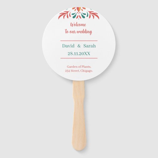 カラフルフローラ結婚式 プログラム ハンドファン (正面)