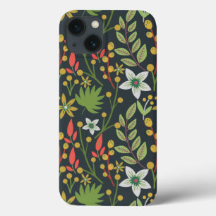 カラフルフローラ継ぎ目の無い花と離れ iPhone 13ケース
