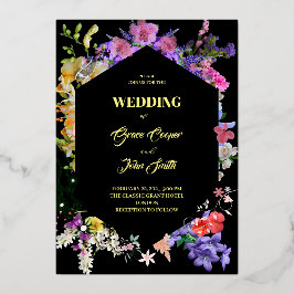 カラフルフローラ縁ど 箔招待状