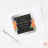 カラフルフローラ製品包装ラベル銀 スクエアシール (封筒)