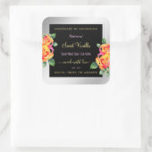 カラフルフローラ製品包装ラベル銀 スクエアシール (バッグ)