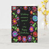 カラフルフローラ誕生日の希望かわいらし カード (黄色い花)