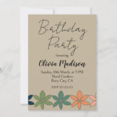 カラフルフローラ誕生日 招待状 (正面)