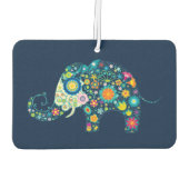 カラフルフローラ象イラストレーション カーエアーフレッシュナー (裏面)