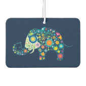 カラフルフローラ象イラストレーション カーエアーフレッシュナー (正面)