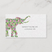 カラフルフローラ象イラストレーション 名刺 (正面)