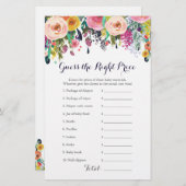 カラフルフローラ赤ちゃんシャワー価格右ゲームカード (正面/裏面)