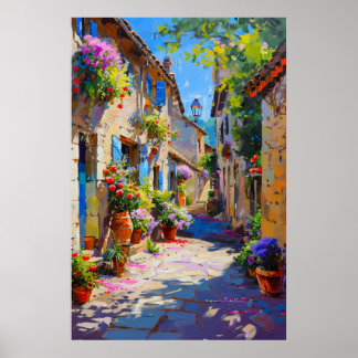 カラフルフローラ路地春 ポスター