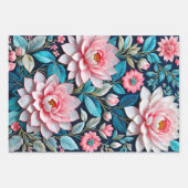 カラフルフローラ針先ラップ紙シート ラッピングペーパーシート (正面2)