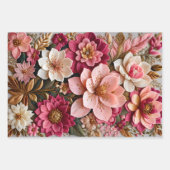 カラフルフローラ針先ラップ紙シート ラッピングペーパーシート (正面)