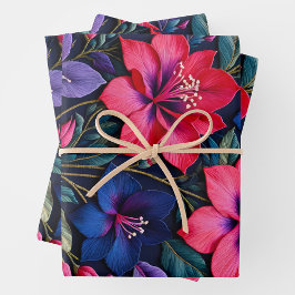 カラフルフローラ針先ラップ紙シート ラッピングペーパーシート