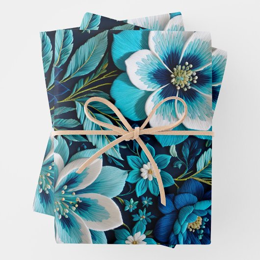 カラフルフローラ針先ラップ紙シート ラッピングペーパーシート