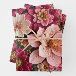 カラフルフローラ針先ラップ紙シート ラッピングペーパーシート