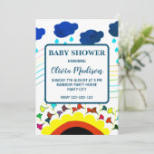 カラフルフローラ雲男女兼用赤ちゃんシャワー 招待状 (スタンド正面)