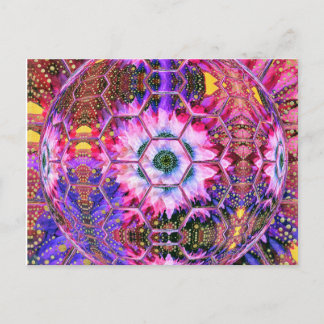 カラフルフローラ16進数グローブ（ピンク、紫） ポストカード