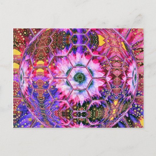 カラフルフローラ16進数グローブ（ピンク、紫） ポストカード (正面)