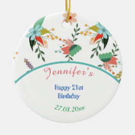 カラフルフローラ21歳の誕生日 セラミックオーナメント