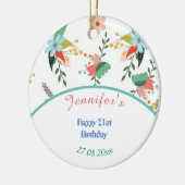 カラフルフローラ21歳の誕生日 セラミックオーナメント (左)