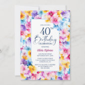 カラフルフローラ40歳の誕生日パーティー 招待状 (正面)