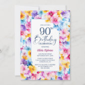 カラフルフローラ90th誕生日パーティー 招待状 (正面)