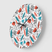 カラフルフローラ:シ鮮やかームレスパターン。 ラージ壁時計 (傾斜)