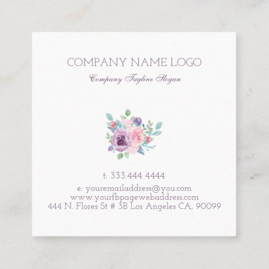 カラフルフローラ スクエア名刺 (裏面)