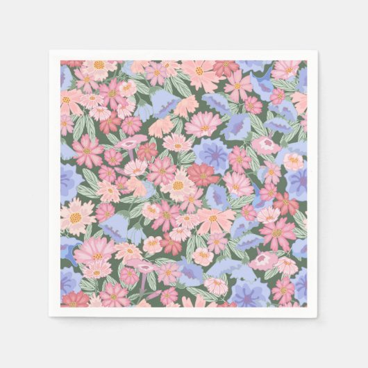 カラフルフローラ スタンダードカクテルナプキン (正面)
