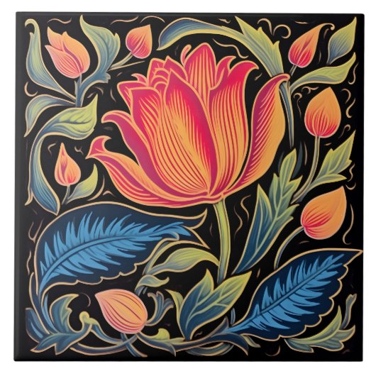 カラフルフローラ タイル (正面)