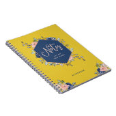 カラフルフローラ |バラ金ゴールド幾何学的 ノートブック (右側)