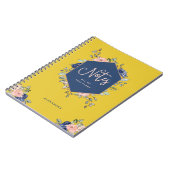 カラフルフローラ |バラ金ゴールド幾何学的 ノートブック (左側)