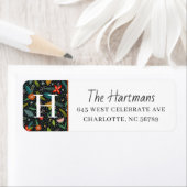 カラフルフローラ&パイン | Monogram冬の休日 ラベル (インサイチュ)