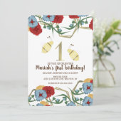 カラフルフローラ&ビーガーデンファースト誕生日 招待状 (スタンド正面)
