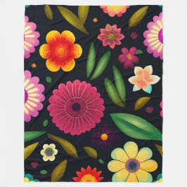 カラフルフローラ フリースブランケット