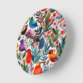 カラフルフローラ ラウンド壁時計 (傾斜)