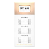 カラフルフローラ、金ゴールドEleganサロン価格表メニュー ラックカード (正面)