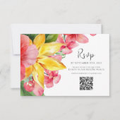 カラフルフローラQRコード熱帯結婚型 出欠カード (正面)