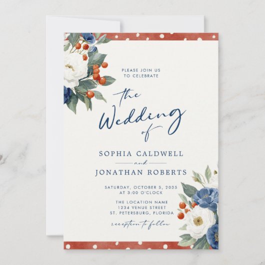 カラフルフローラQRコー結婚ド 招待状 (正面)