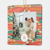 カラフルブモダンラシ |家族の写真 |イニシャル セラミックオーナメント (左)